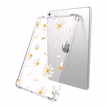 Etui til iPad 10.2 2020 iPad Luft 4 Daisy Sæt Tilfælde Gennemsigtig Silikone Forstærket Hjørner Bløde Covers til iPad Mini 1 2 3 4 5