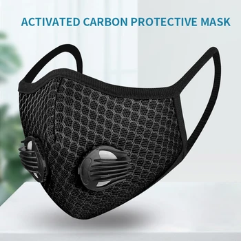 Unisex Bomuld Beskyttelse Ansigt Maske Med Filtre, Pm 2,5 Anti-Forurening Genanvendelige Aktiveret Carbon Vejrtrækning Ventil Cykel Munden Caps