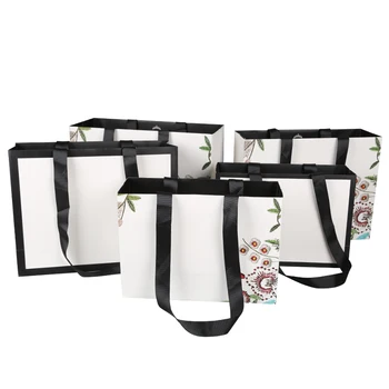 100PCS/MASSE Kinesisk-stil Papir Håndtag Taske Taske Med Længere Håndtag gavepose Shopping Taske