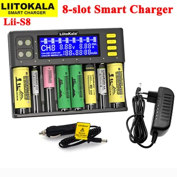 2020 LiitoKala Lii-S8 Batteri Oplader Li-ion 3,7 V 1,2 V NiMH, Li-FePO4 3.2 V IMR 3.8 V Oplader til 18650 26650 21700 26700 AA AAA