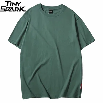 Harajuku Plain T-Shirt 2020 Sommeren Hip Hop Tshirt 100 Bomuld Mænd Grøn T-Shirts Streetwear Casual Basic Toppe, T-Shirts, Korte Ærmer
