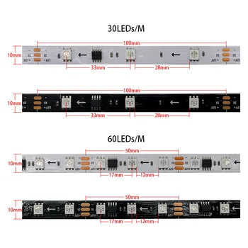 WS2811 RGB Led strip light 5050 SMD adresserbare 30 60 Lysdioder ekstern 1 IC control 3 Led DC12V Led-lys med en pixel controller