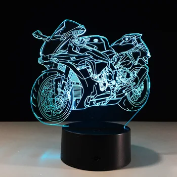 3d Nyhed Motorcykel bordlampe Night Lights, Led Dekorative Lampara Nightlight 7 Farve Skiftende Bulbing Sensor Lys Dreng Gave