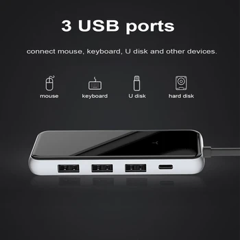 DeepFox Type C-HUB til USB 3.0, HDMI 4K RJ45 USB-HUB Til MacBook Pro Tilbehør SD/TF Kort Læser Type C-HUB USB-C-HUB