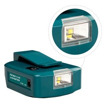 På 14,4/18V Li-on Batteri Dobbelt USB-Port med LED Lys Spotlight til Makita Udendørs