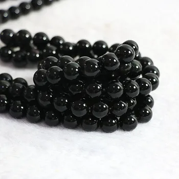 Mode sort Obsidian sten japser 4mm 6mm 8mm 10mm 12mm 14mm hot salg runde løse perler diy smykker at gøre 15 tommer B486