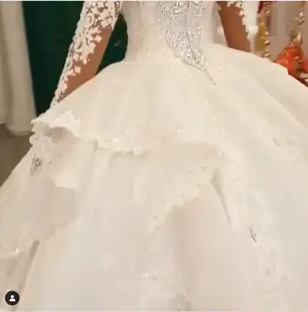 Dubai brudekjolen 3D Pynt vestido de noiva robe de mariee Saudi Arabian Brude Kjoler, Lange Ærmer Smukke Bryllup Operationskitler