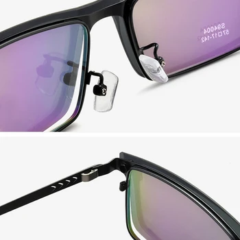 Mænds Virksomhed brillestel, fjederben Integreret Magnetisk Clips Nærsynethed Polariserede Solbriller, Metal Recept Briller
