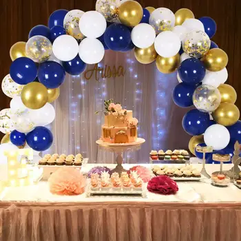 135pcs Party Dekorationer Ballon Sæt Navy Blue & Golden & Paillet Guld & Hvide Balloner, Baby Shower, Bryllup Fødselsdag