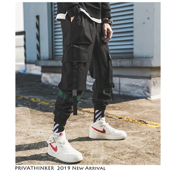Privathinker Mænd Hip Hop Bælte Cargo Bukser 2020 Mand Patchwork Overalls Japansk Streetwear Joggere Bukser Til Mænd Designer Harem Bukser