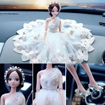 Søde Bryllup Bride Dukker Indretning Auto-Dekorationer Indvendige Display Ornament Tilbehør Gave Bil Indvendigt Tilbehør Pynt