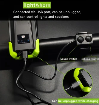 2020 NYE USB-genopladelige cykel lys vandtæt Cykel horn lys belysning lommelygte til cykel forlygte cykel tilbehør