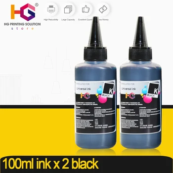 Universal Refill Blæk Kit til Epson til Canon til HP for Brother-Printeren, CISS Blæk og genopfyldning printere dye blæk 100 ml x 2 black