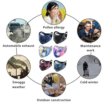 Sport Ansigt Maske Med Filter Aktiveret Carbon, PM 2,5 Anti-Forurening, der Kører Uddannelse Munden Maske MTB Cykel Cykling Maske