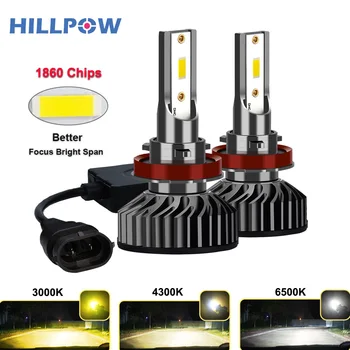 Hillpow Bil Forlygte H7 LED H4 LED H1 H11 H3 H13 H27 880 9006 9007 72W 6500K 12V Auto 1860 chip Tåge Pære gratis fragt