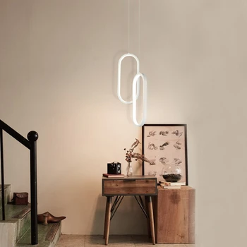 Sort Og Kaffe Nordiske Moderne LED-Vedhæng Belysning Til stuen Hængende Lamper Med Fjernbetjening Soveværelse Restaurant Lampe