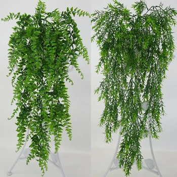 Ny Simulering plante væggen hænger persiske væggen hænger rattan kunstig blomst vin dekoration grøn plante dekorative blade