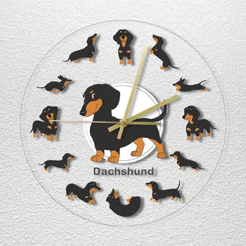 Tegnefilm Gravhund Print Vægur Wiener Dog Dyr, Hunde Kæledyr Dekorative Væg Ur Til Børn, Hunde Dyrlæger Gaver