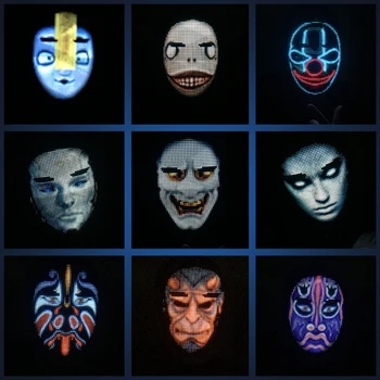 Sjovt, Smart Maske Halloween Fest Maske Bluetooth-DIY Fuld Farve Skiftende Maske Intelligent Air Rensende Maske For Maske Voksen