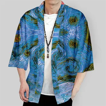 Tie Dye 3D-Print Japansk Kimono Lejligheder Yukata Cosplay Kvinder/Mænd Mode Sommeren Afslappet Korte Ærmer Streetwear Jakker Tøj