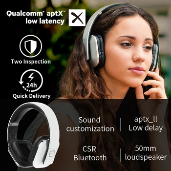 EP650 Bluetooth aptX ll Hovedtelefoner med Mikrofon/Multipoint/NFC Over Ear Bluetooth Stereo Musik Headset til TV,Telefon,