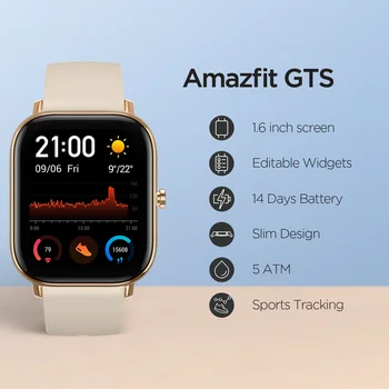 Original Amazfit GTS Smart Ur Lang Batteri 12 sport tilstande af GPS-Musik Kontrol 5ATM Vandtæt Metal krop Smartwatch