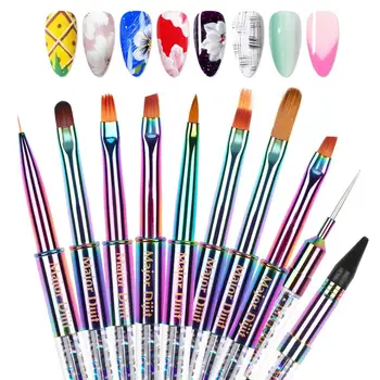 1PC Kolinsky Sable Børste Nail Art UV Gel Udskæring Pen, Pensel med Metal Håndtag Flydende Pulver DIY Nail tegneværktøjer