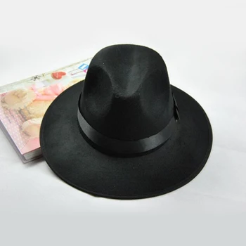 Wide Brim Efteråret Kvindelige Mode Top hat Jazz Cap Vinter Fedora Hat Til Kvinder Uld Hat Mode Chapeau Femme Sorte Hatte