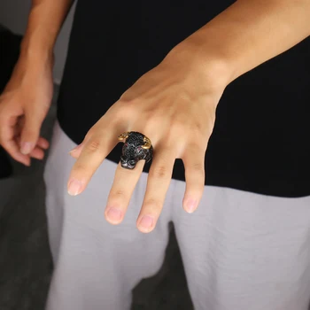 Klassisk Sort Guld Farve, To-tone spanske Kampe Bull OKSE Ring for Mænd Wedding Party Rock Band Cool Finger Smykker Gave
