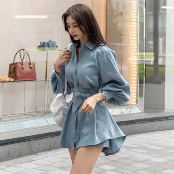 Koreansk Stil, Casual 2 Stykker Sæt Kvinder Sommeren Bue Bandage Shirts Toppe & Mode Løse Shorts Suit Female Arbejde Bære 2-Delt Sæt