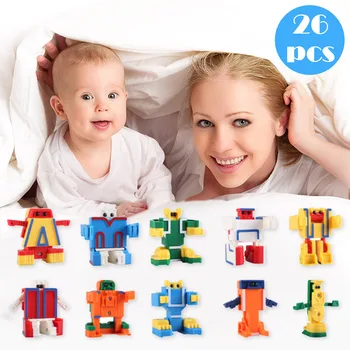 Besegad 26pcs Deformation Alfabet Robot Brev Pædagogiske Puslespil Tos til Fødselsdag Julegave Toddler Børn ABC Læring