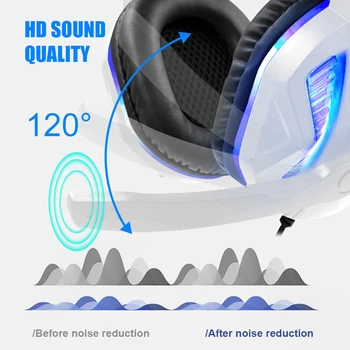 Professionelle LED-Light-Gamer-Headset Med Mikrofon Bas HD Stereo Computer Gaming Headset Hovedtelefoner til PC, PS4 og Xbox Én