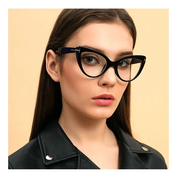 2020 Ins Særlige Overdimensionerede Kat Øjne Kvinder Plast Optiske Briller Rammer , Sort Ramme for Nærsynethed, Langsynethed Recept F0224