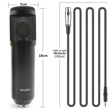 BM 800 opgraderet BM 900 Professionel Studio USB Kondensator Kabel Mikrofon til Computer, Laptop, Justerbar lydstyrke, rumklang mikrofon oprettet