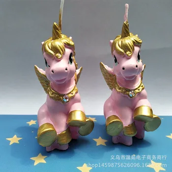 Udsøgt Nye Pink Pegasus Fødselsdag Stearinlys Unicorn Stearinlys Kagen Bages Dekorativt Malet Proces Voks