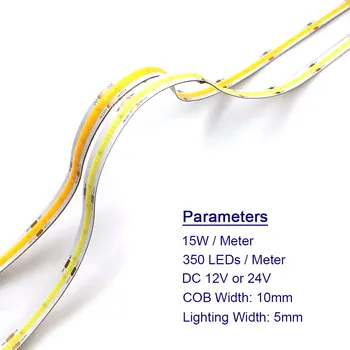 USB-Drevet Fleksibel COB LED Strip Blød Tape Light String med Lysdæmper Controller dc 5 v Decotation Lampe Cuttable Vandtæt Pære