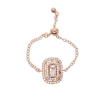 Top Kvalitet Kortfattet Krystal mode CZ Ring i Rosa Guld Farve Østrigske Krystaller justeret elegante kvinder smykker Engros