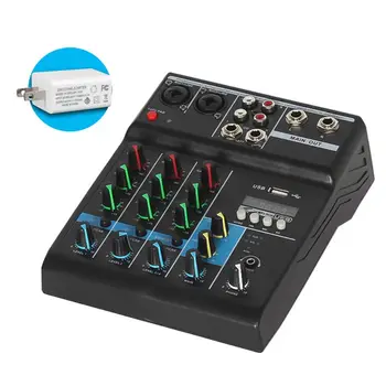Professionelle Audio-Mixer 4 Kanaler Bluetooth-Lyd Mixing Console for Karaoke KTV med USB-lydkort Sound-Effekter