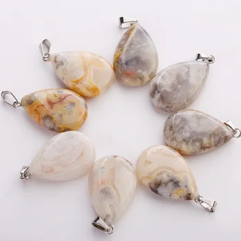 Engros Charms warter drop dråbeformet naturlige Crazy agat e sten perler til vedhæng til smykker at gøre onyx necklace gratis fragt