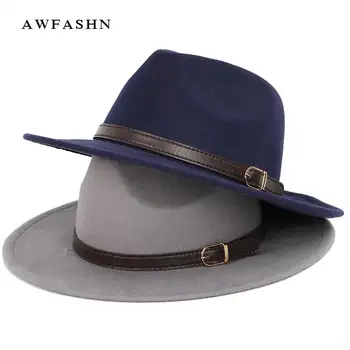 Top vintage wide brim hat herre pork pie hatte til kvinder følte hat efterår og vinter mænd ' s hat uld luksus Kvinde Knogle stor størrelse stor