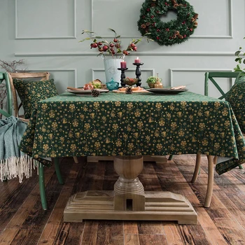 Julefrokost Dug Grøn Bronzing Guld Dinning Tabel Cover Til Home Party Nytår Dekoration