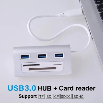 Multi-USB-6-i-1 USB 3.0-HUB JF SD-TF Kort Læser, 3 Porte USB-Adapter High Speed USB HUB Splitter til Windows Bærbar PC, Notebook