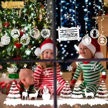 Jul Wall Stickers Plakat Christmas Ball Wall Stickers juledekoration til Hjemmet Tilbehør Børn Gaver Xmas Udsmykning