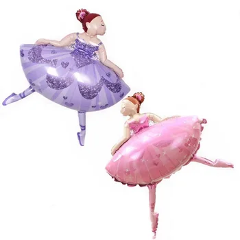 10stk Pink Lilla Ballerina Folie Helium Balloner til Piger Ballet Dancer Girl Happy Birthday Party Dekorationer Forsyninger
