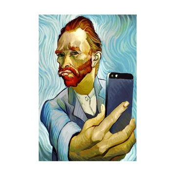Sjove Kunst Van Gogh Selfie Af Telefonen Lærred Malerier Cuadros Væg Kunst Billede til stuen Hjem Indretning (Ingen Ramme)