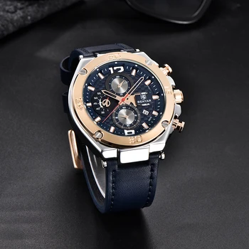 Kvarts mænds ure BENYAR mode luksus armbåndsur mænd top mærke sport mænd watch chronograph vandtæt læder reloj hombre
