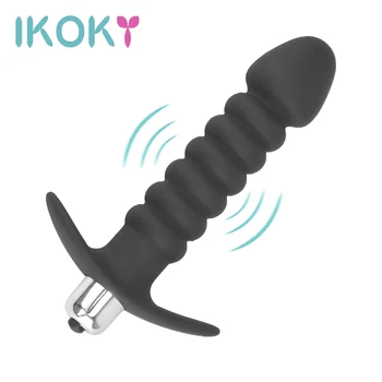 IKOKY Silikone Tråd Anal Plug Massager Vibrator Håndsex Voksen Sex Legetøj Klitoris Stimulation Butt Plug Vibrator