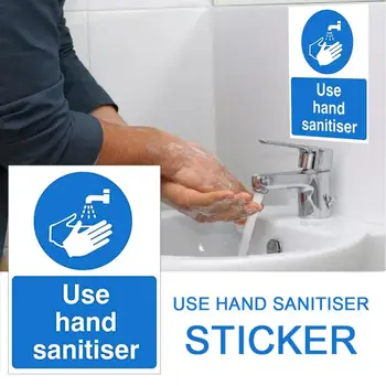 5pcs Brev Skiltning Klistermærker, Advarsel Påmindelse Mærkat Sikkerhed Tegn Du Bruge Hånd Sanitizer Vask Hænder selvklæbende Papir