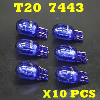 580 7443 W21/5W XENON T20 Naturlige Blå Glas 12V 21/5W W3x16q Dobbelt Filament Super Hvide Bil Pære