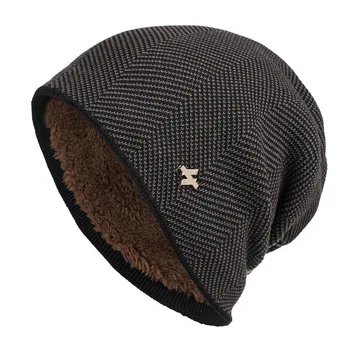 Plus Velvet Hoved Cap strikket på Tykke Vindtæt, Varm og Komfortabel Hætte til Mænd Vinter Udendørs TT@88
